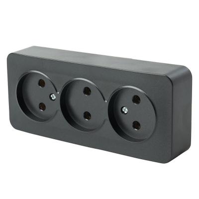 Розетка тройная 2P Stekker София черный матовый 49500