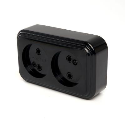 Розетка двойная 2P Stekker Брест черный 39694