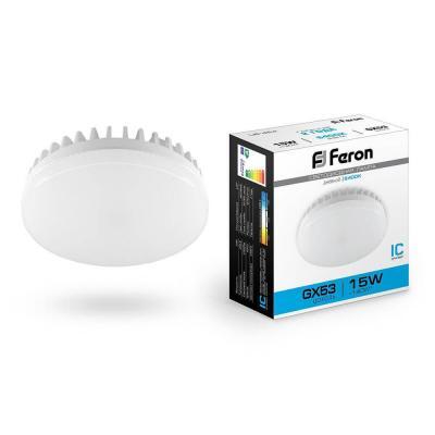 (10 шт.) Лампа светодиодная Feron GX53 15W 6400K Таблетка Матовая LB-454 25869