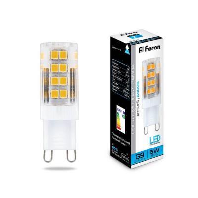 (10 шт.) Лампа светодиодная Feron G9 5W 6400K Прямосторонняя Матовая LB-432 25771