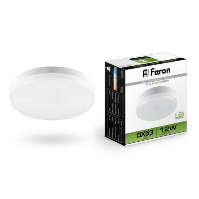 (10 шт.) Лампа светодиодная Feron GX53 12W 4000K Таблетка Матовая LB-453 25835