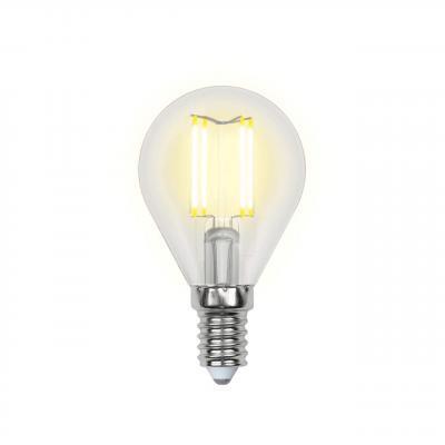Лампа светодиодная филаментная (UL-00000197) Uniel E14 6W 3000K прозрачная LED-G45-6W/WW/E14/CL