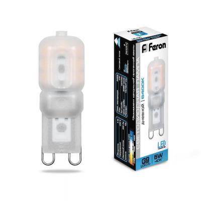 (10 шт.) Лампа светодиодная Feron G9 5W 6400K Прямосторонняя Матовая LB-430 25638