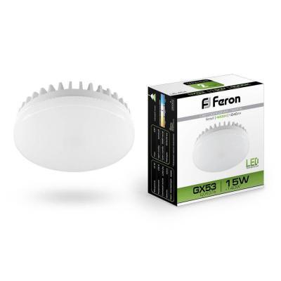 (10 шт.) Лампа светодиодная Feron GX53 15W 4000K Таблетка Матовая LB-454 25836