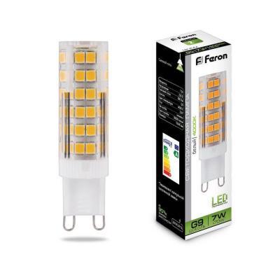(10 шт.) Лампа светодиодная Feron G9 7W 4000K Прямосторонняя Матовая LB-433 25767