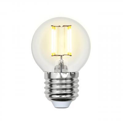 Лампа светодиодная филаментная Uniel E27 5W 3000K прозрачная LED-G45-5W/WW/E27/CL/MB GLM10TR