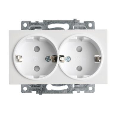 Розетка двойная 2P+PE со шторками Stekker Катрин белый 39574