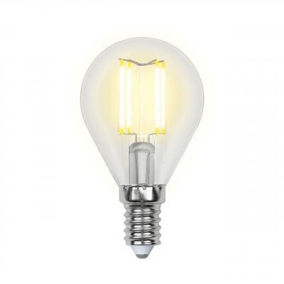 Лампа светодиодная филаментная (UL-00001371) Uniel E14 6W 4000K прозрачная LED-G45-6W/NW/E14/CL PLS02WH